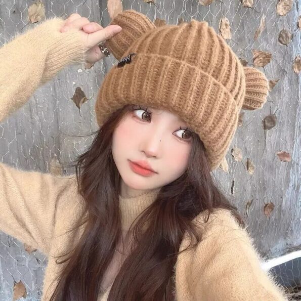 Y2K-Bear-Ears-Thicken-Hats-Women-Soft-Harajuku-Plush-Ear-Head-Protection-Cute-Knitted-Korean-Wool-4